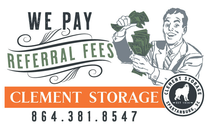 referral fees guy with money in hand retro design clement storage